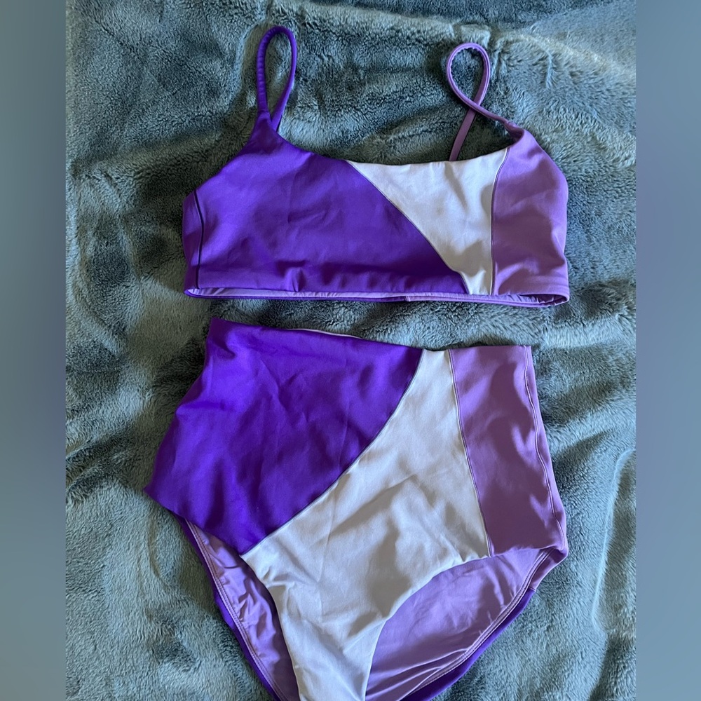 Left On Friday dark Purple and light purple Bikini Swim Set